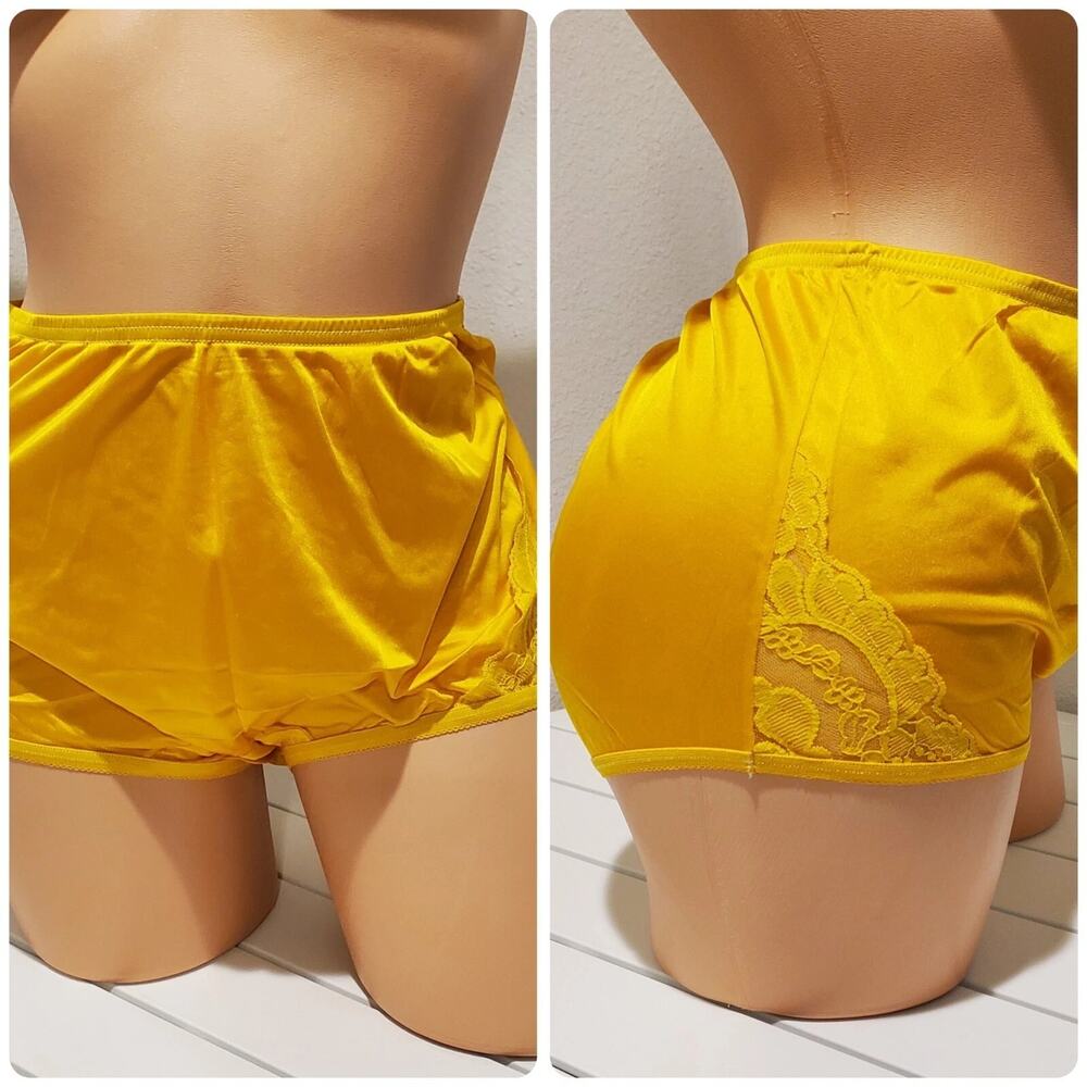 Vanity Fair Lace Nouveau Nylon Full Cut Panty Lace Shiny Bee Yellow